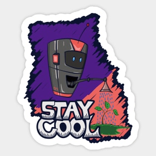 Stay Cool Nature Friendly Robot Sticker